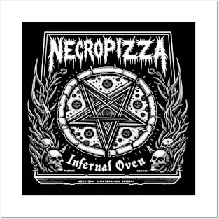 Necro Pizza - Infernal Oven - Black Metal Pentagram Posters and Art